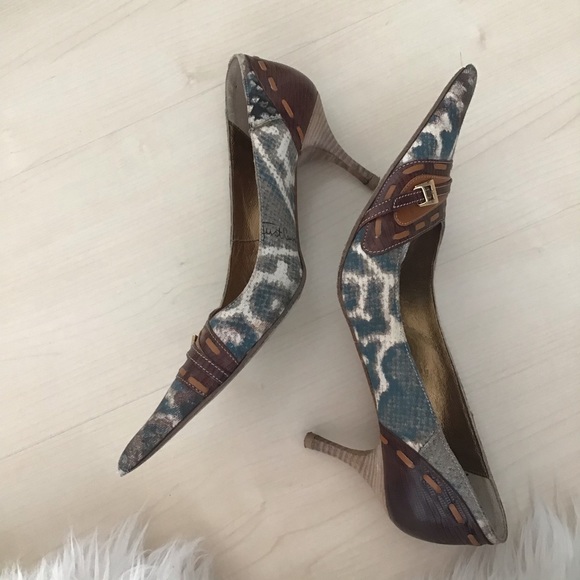 Roberto Cavalli kitten heel 38 jeans pattern - Picture 5 of 10